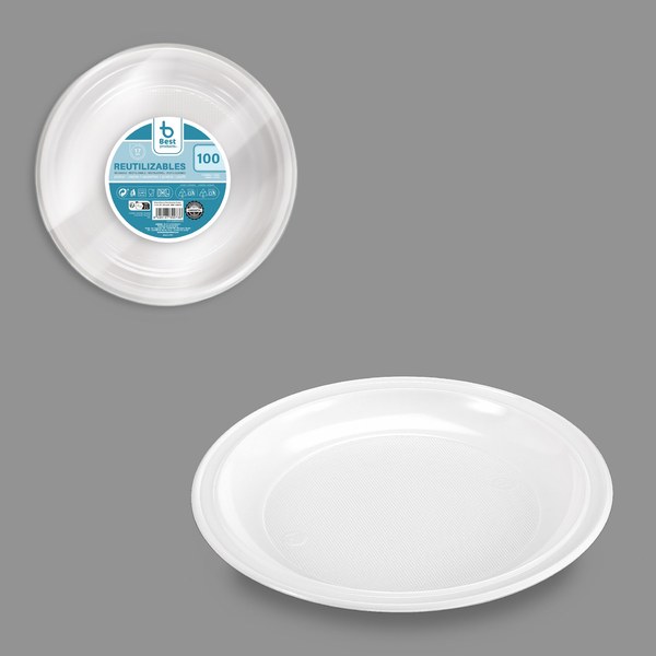 S/100 plato reut. blanco postre 17 cm
