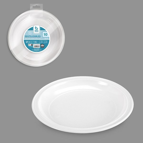 S/10 plato reut. blanco llano 20,5 cm