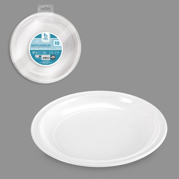 S/10 plato reut. blanco llano 22 cm