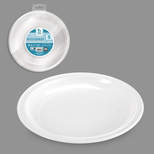 S/5 plato reut. blanco llano 25 cm