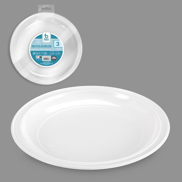 S/3 plato reut. blanco pizza 28 cm