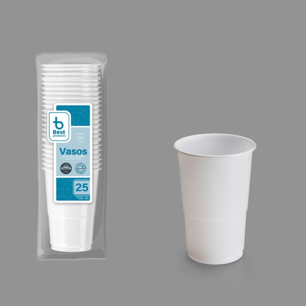 S/25 vaso reutilizable blanco 250 cc pp