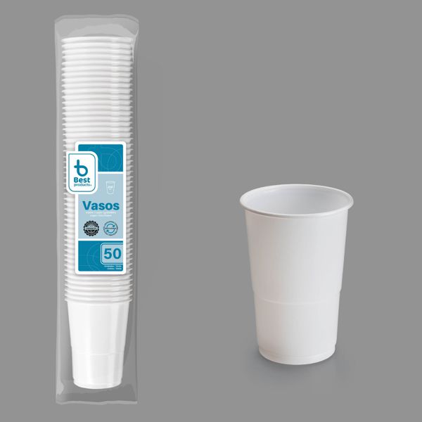 S/50 vaso reutilizable blanco 250 cc pp