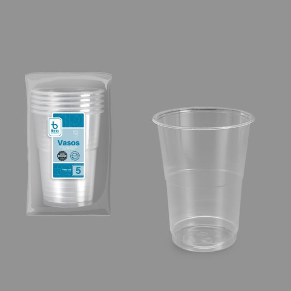 S/5 vaso reutilizable transp. 500 cc pp