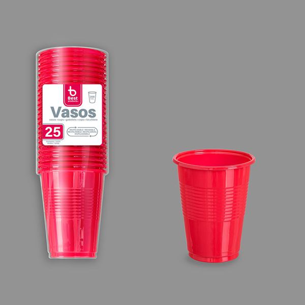 S/25 vaso reutilizable rojo 200 cc pp