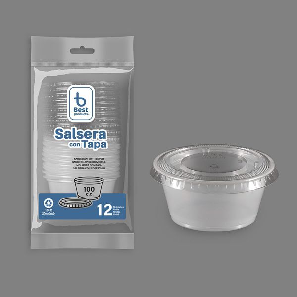 S/12 salsera + tapa pp-pet 100 cc