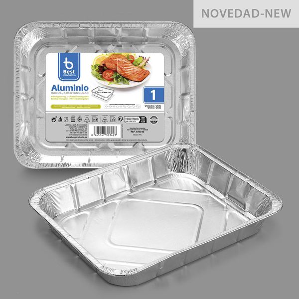 S/1 bandeja aluminio rectangular 32,30 x 25,80 x 6,30 cm