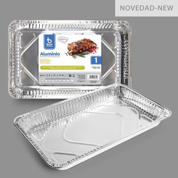 S/1 bandeja aluminio rectangular 52,30 x 32,50 x 8,30 cm
