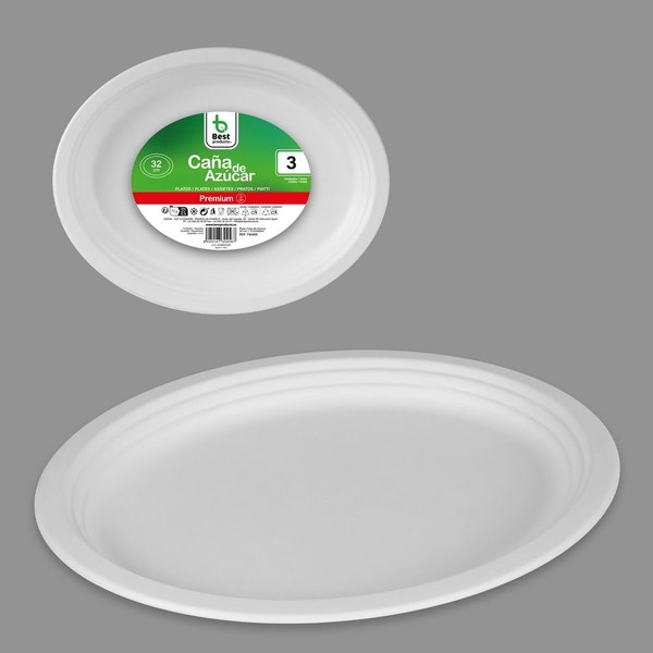 S/3 plato caña de azúcar oval 32 cm