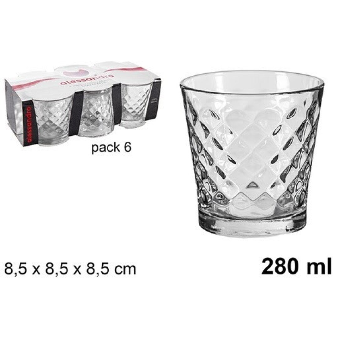Pack 6 vaso cristal diamante 280ml