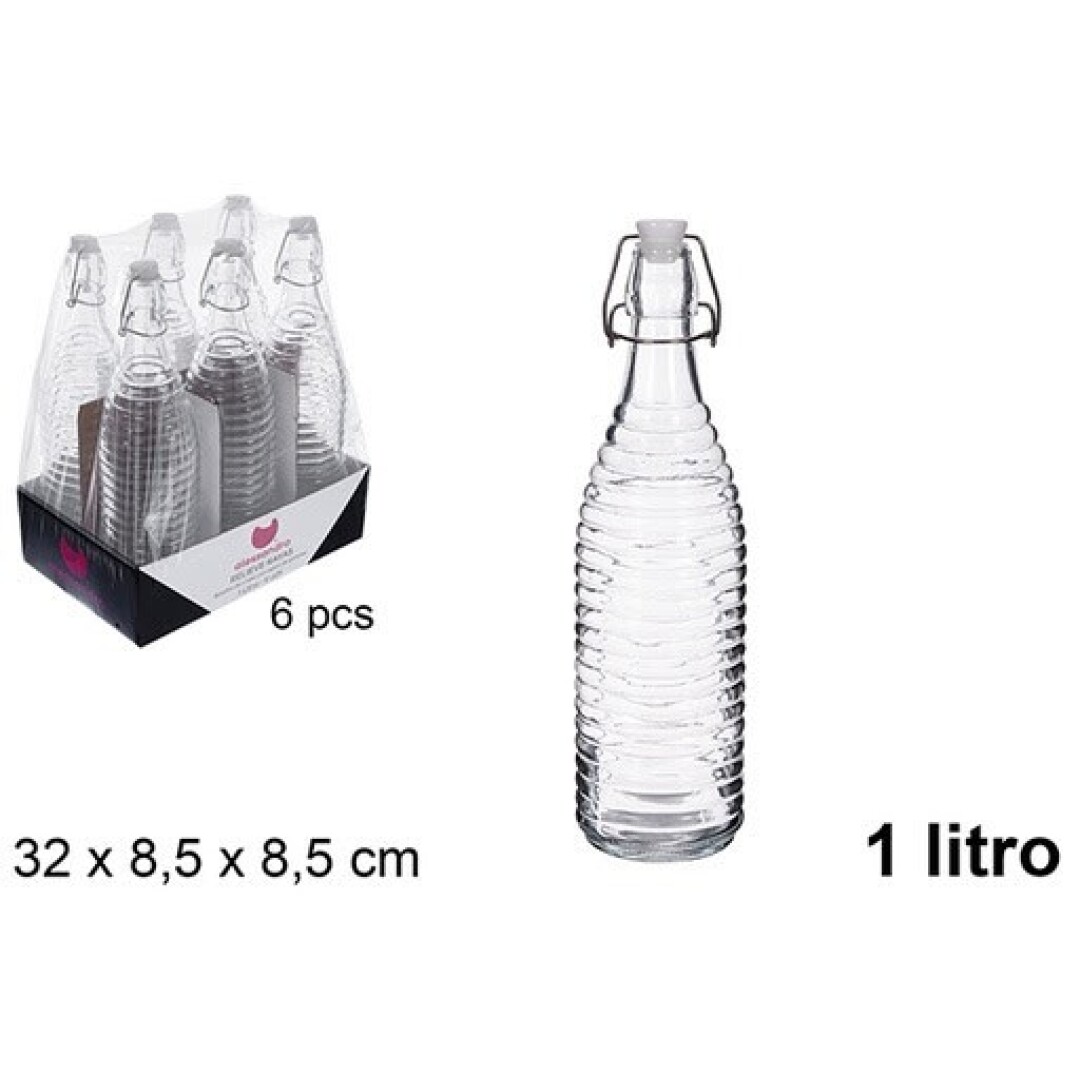 Botella cristal agua tapon 1l