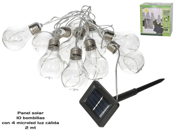 Guirnalda 10 bombillas solar 40 led 2+2m