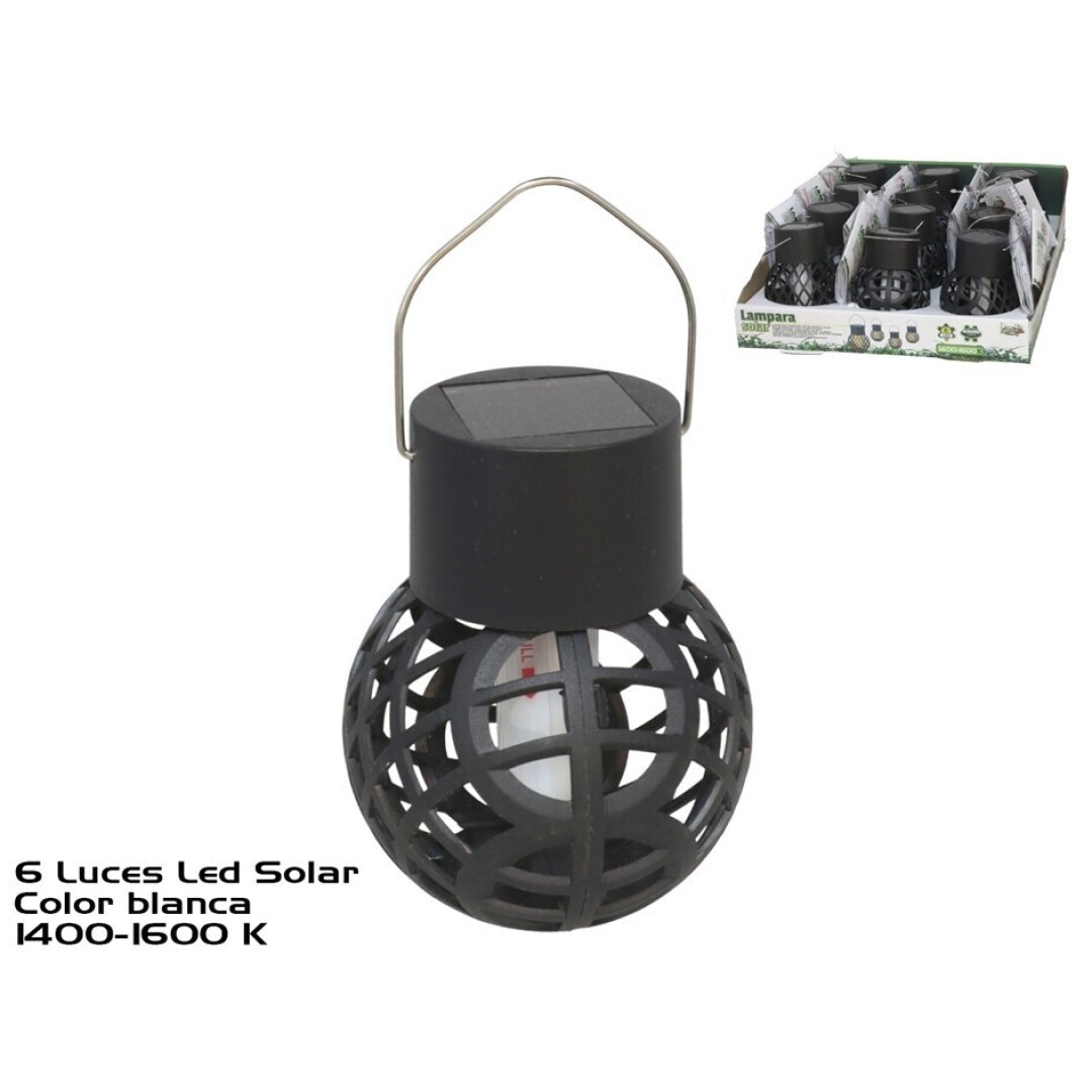 Lampara solar colgante efecto llama 6 led 7x9 cm