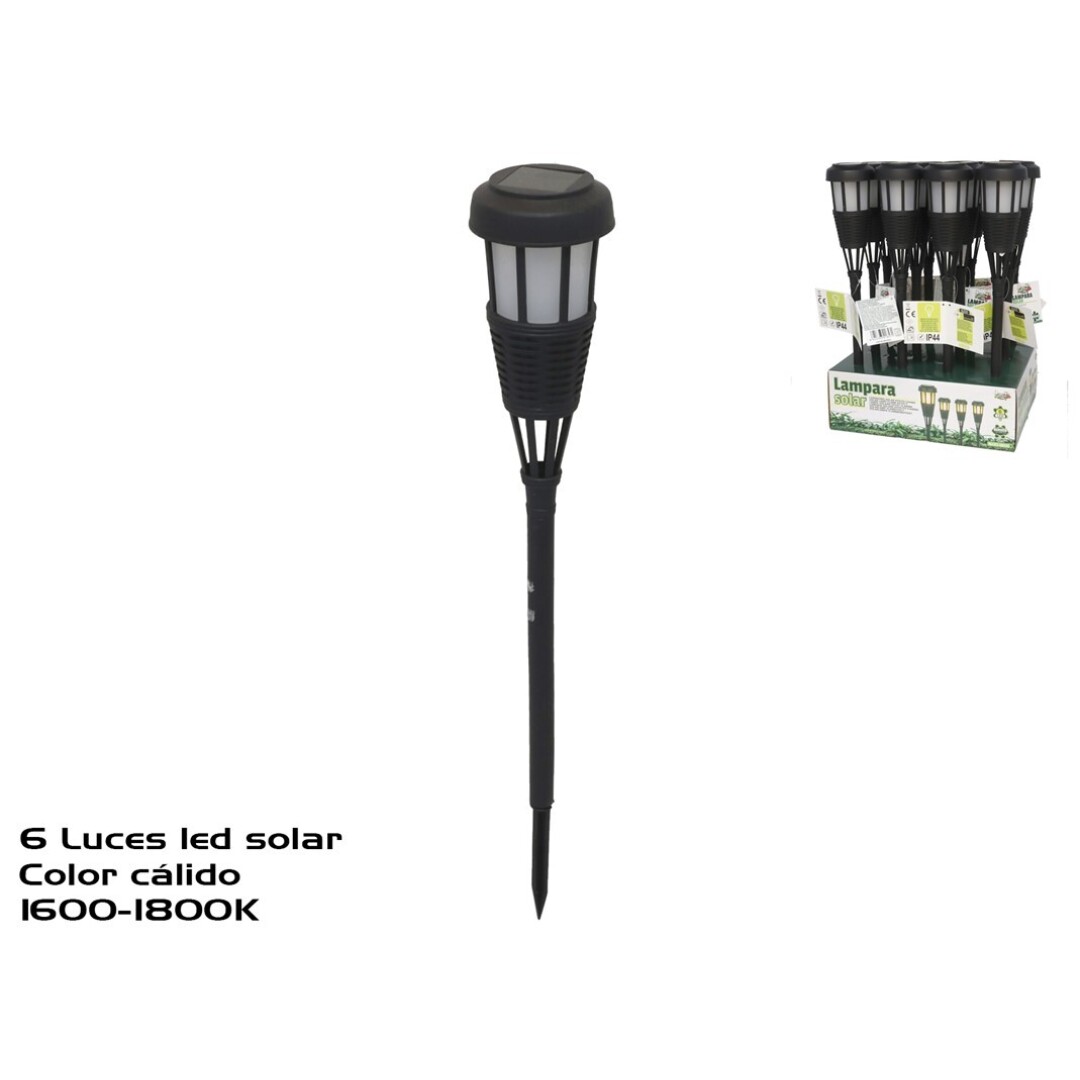 Lampara solar efecto llama 6led 7,5x7,5x50,5 cm