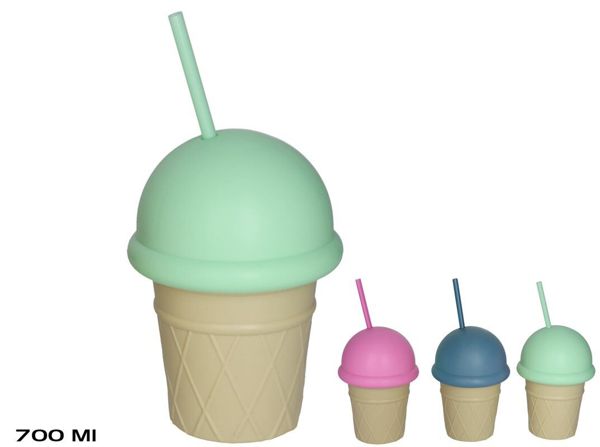 Vaso c/cañita tarrina helado 3 srt 16,3x11,4)