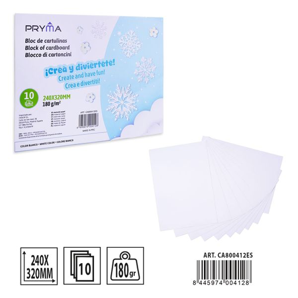 Cartulina 240x320mm 10ff 180g blanca