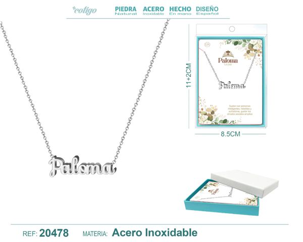 62a collar nombre- paloma -acero