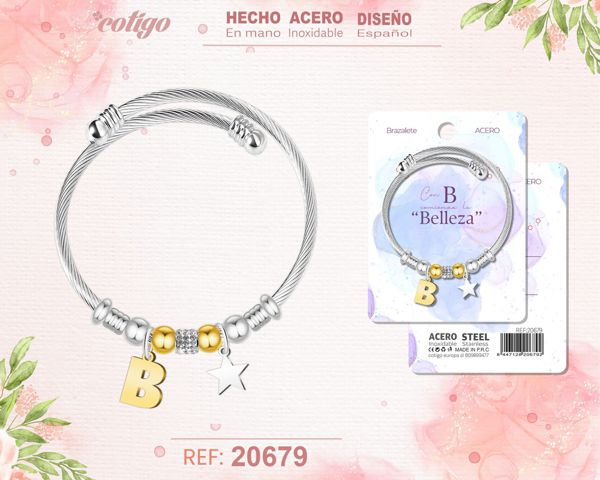 Brazalete acero con letra b