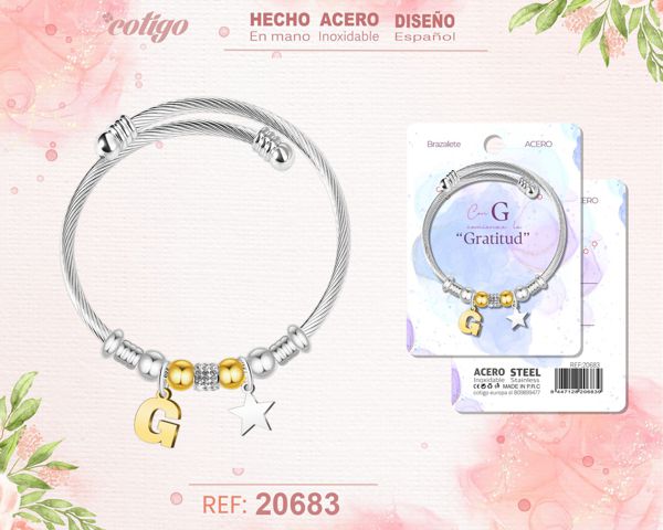 Brazalete acero con letra g