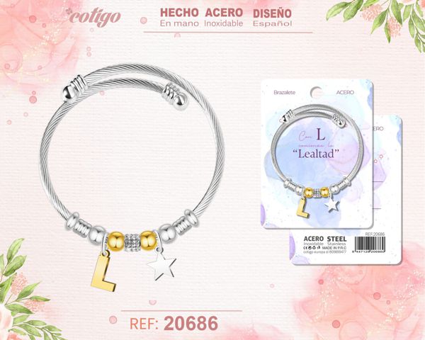 Brazalete acero con letra l