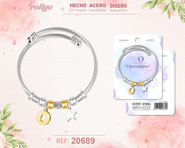 Brazalete acero con letra 0
