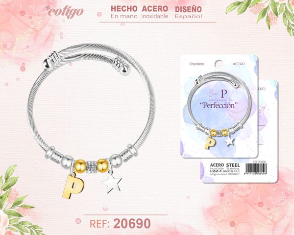 Brazalete acero con letra p