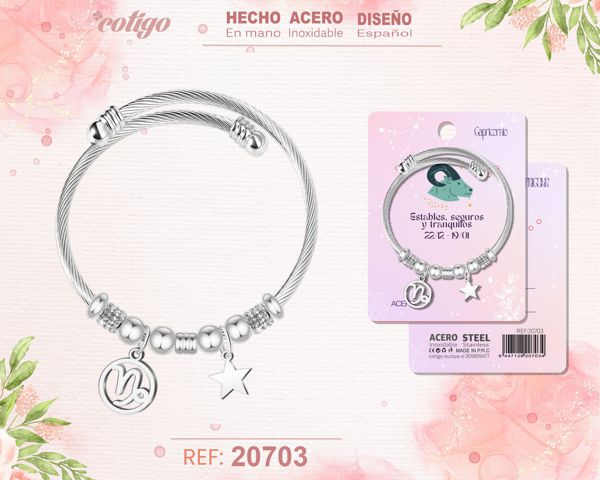 Brazalete acero con zodiacocapricornio