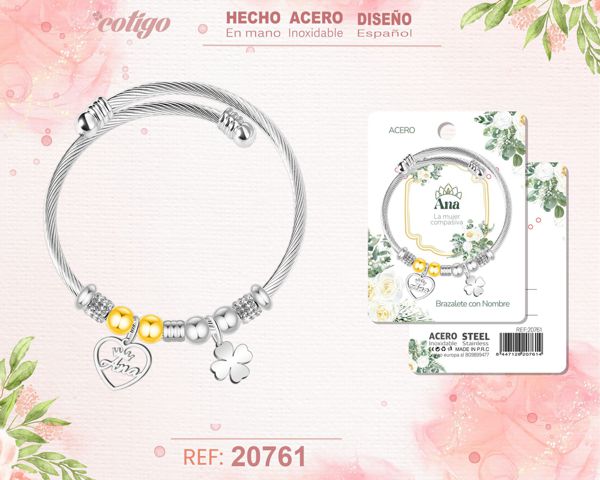 Brazalerte acero con nombre:ana