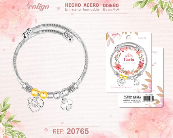 Brazalerte acero con nombre:carla