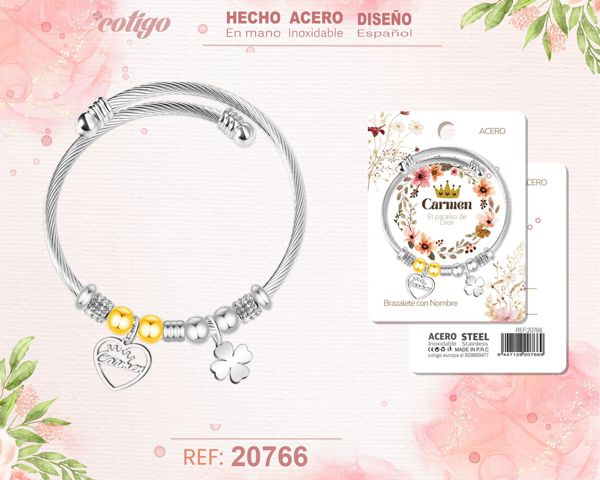 Brazalerte acero con nombre:carmen