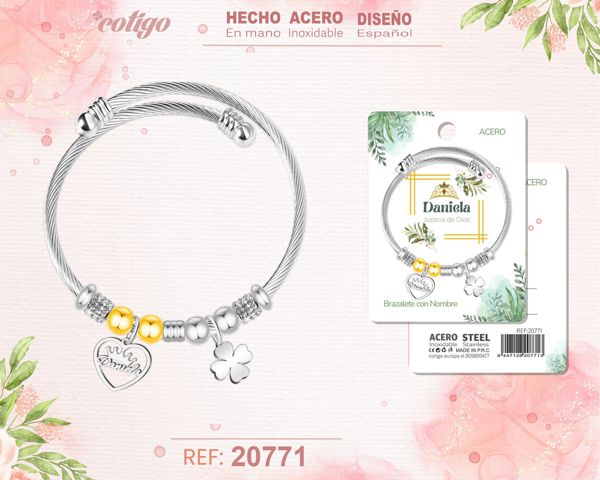 Brazalerte acero con nombre: dan i ela