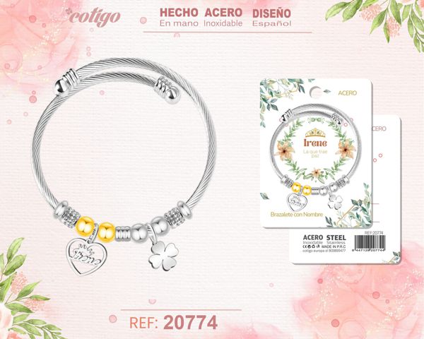 Brazalerte acero con nombre:irene