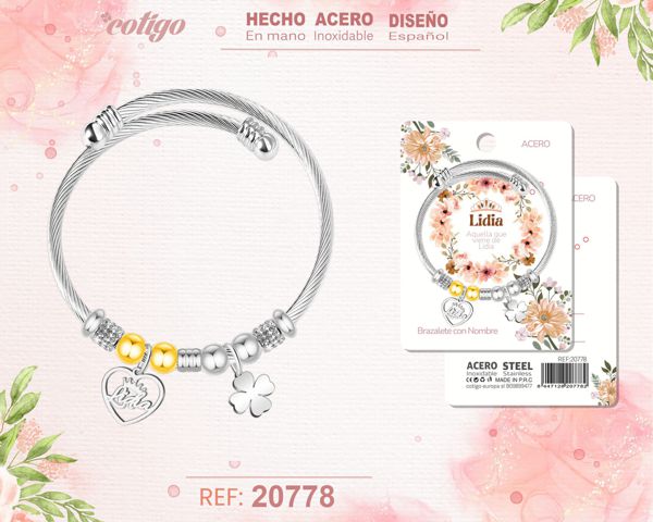 Brazalerte acero con nombre:lidia