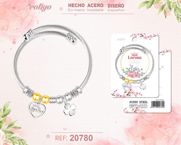 Brazalerte acero con nombre:lorena