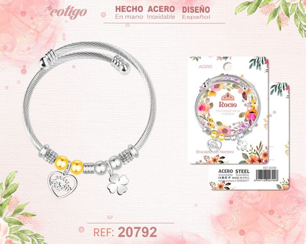 Brazalerte acero con nombre:rocío