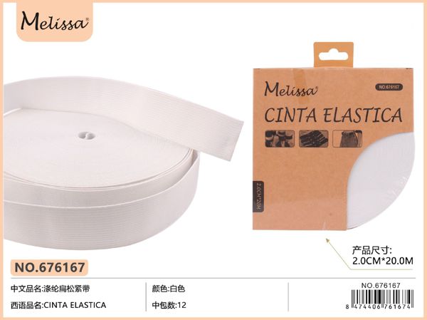 Cinta elastica plana blanca
