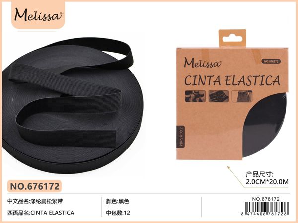 Cinta elastica plana negra 2.00m*20m
