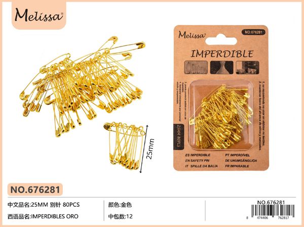 Imperdibles oro 25mm 80pc