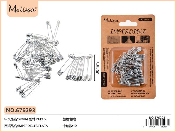 Imperdibles plata 30mm 60pc