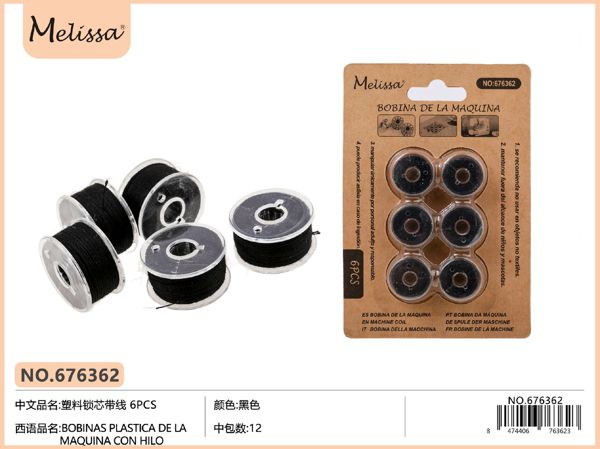 Bobinas plastica la maquina/hilo negro 6pc