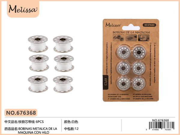 Bobinas metalica la maquina/hilo blanco 6pc