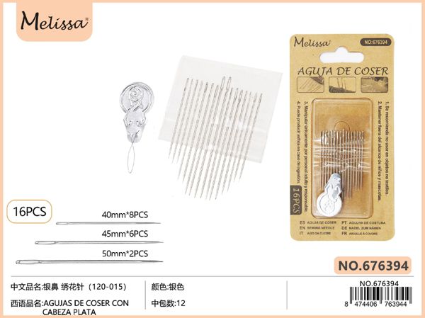 Agujas coser/cabeza plata