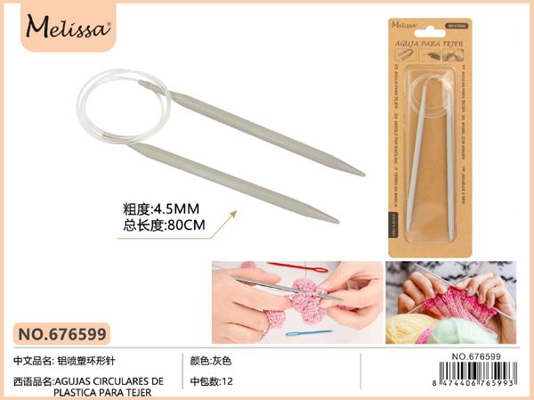 Agujas circulares plastica tejer 80cm 4.5mm