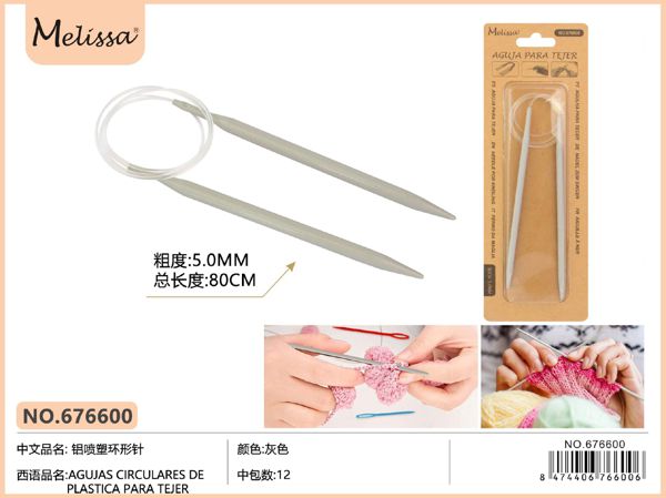 Agujas circulares plastica tejer 80cm 5.0mm