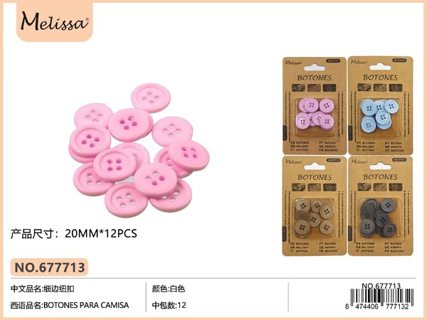Botones color surtido camisa 15mm 24pc