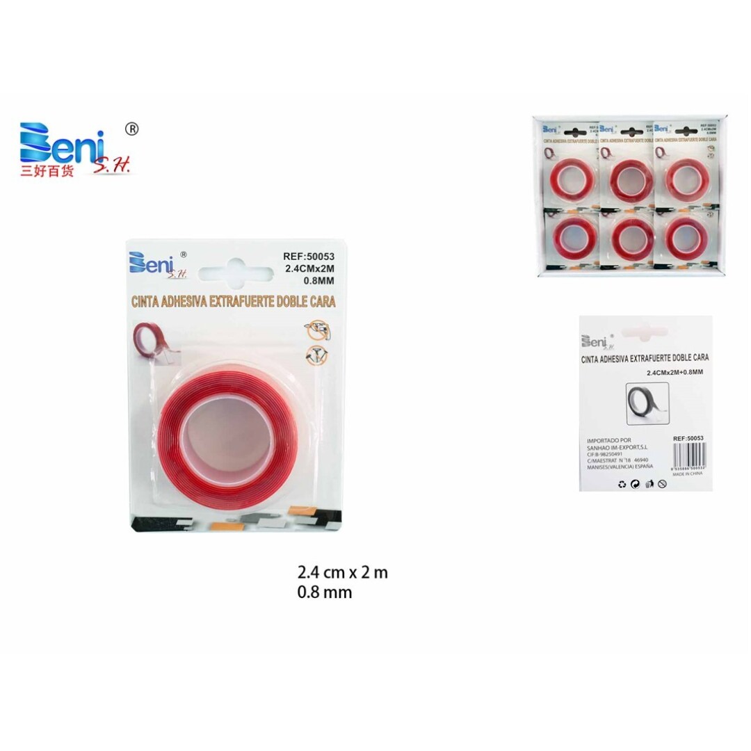 Cinta de adhesiva extrafuerte doble cara 24mmx2m
