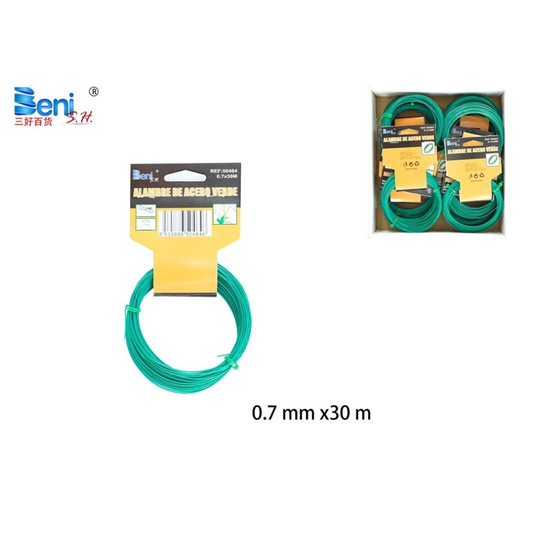 Alambre acero verde 0.7mmx3om