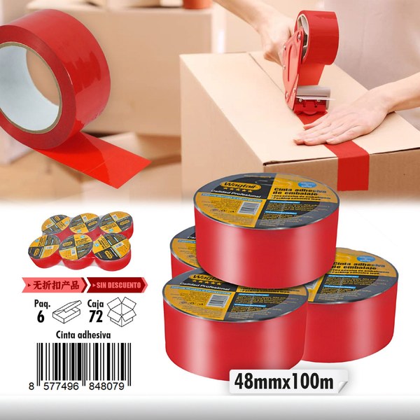 0.045mm*48mm*100m cinta adhesiva roja