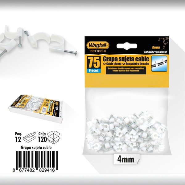 4mm grapa sujeta cable blanca